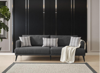 Viersitzer Sofa 4 Sitzer Sofas Stoff Grau Modern Sitzer Wohnzimmer Neu